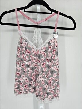 Y2K Marilyn Monroe Intimates Sz M Pajama Shity Gray Pink Floral NEW